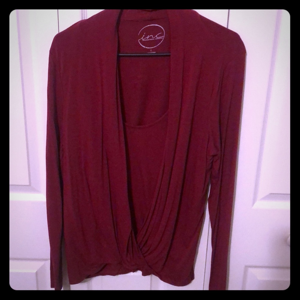 Faux Wrap Sweater Blouse